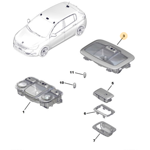 Orijinal Tavan Lambas  308 T9  3008 P84E   96781444PR