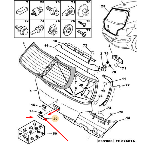 ORIJINAL 307 Arka Bagaj A�ma Kolu - Boyan�r  8726N1