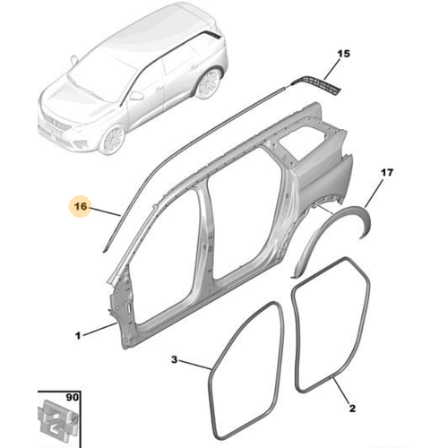 Orijinal 5008 Kasa Kenar tas  Sa  P87E    98270092Vv