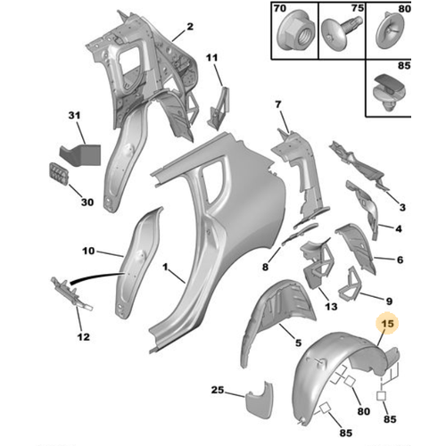 Orijinal Arka Davlumbaz Sol 3008 T84   8533J2