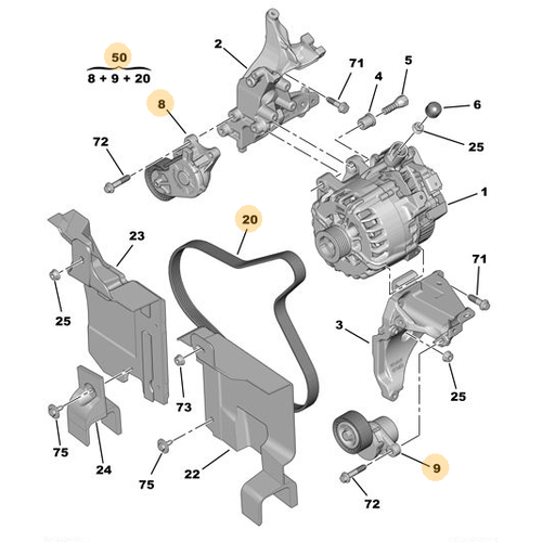 Orijinal Alternatr Kay Takm 5008 T87 2008 A4F 1678169480