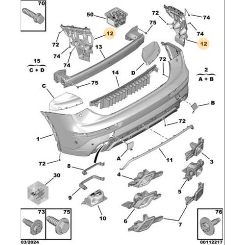 Orijinal DS7 X74 Arka Tampon Braketi Sol   9816048580