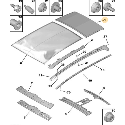 Orijinal 5008 Arka Tavan Sac T87    8301EQ