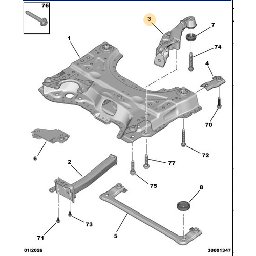 Orijinal Travers �n Takoz Braketi   3008 P64 GT  9860833080