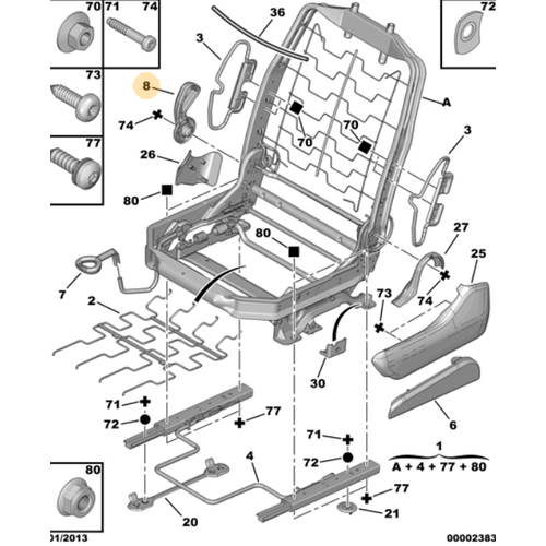 Orijinal 206 n Koltuk Srtl Eim Kolu Sol   890586