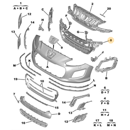 Orijinal n Tampon Izgara 308 T7  1606220480