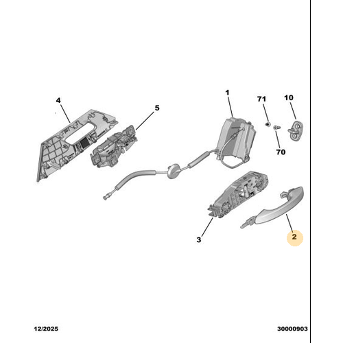 Orijinal Kap� Kolu - Sa� - 308 P5 408 5008 P74 GT  983495041T