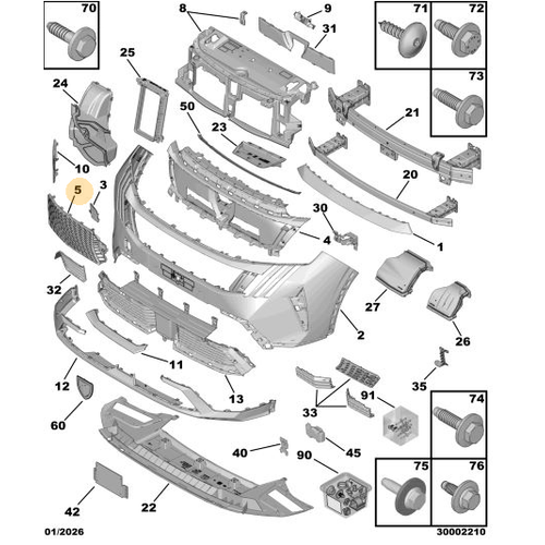 Orijinal �n Tampon Orta Alt Izgara 3008 (P64) GT  16938884F4