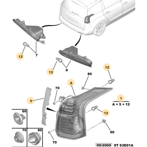 Orijinal Arka Stop Sol 5008 T87   6350KH