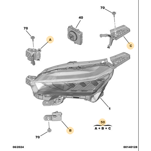 Orijinal Far Ayak Onar�m Kiti - Sa� Peugeot - 5008 P74 GT  9848343980