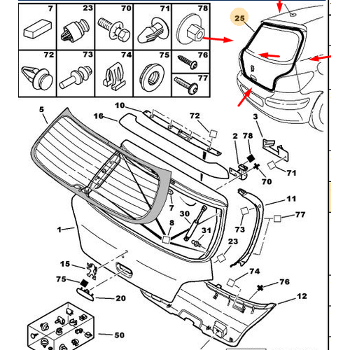 ORIJINAL 307 Bagaj Kapak Lasti�i 870777