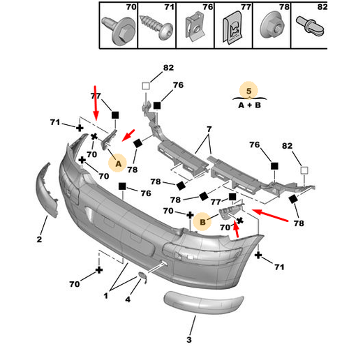 ORIJINAL 307 Arka Tampon Kenar Braket Tak�m�  741635