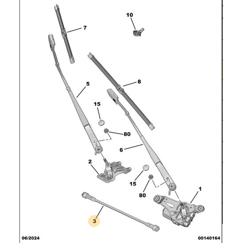 Orijinal Silecek Motor Ara Kol  Peugeot - 5008 P74 GT 9841340480