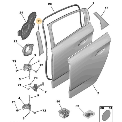 Orijinal Arka Kap Direk Giydirmesi Sol DS4 308 P5 408   9832183580