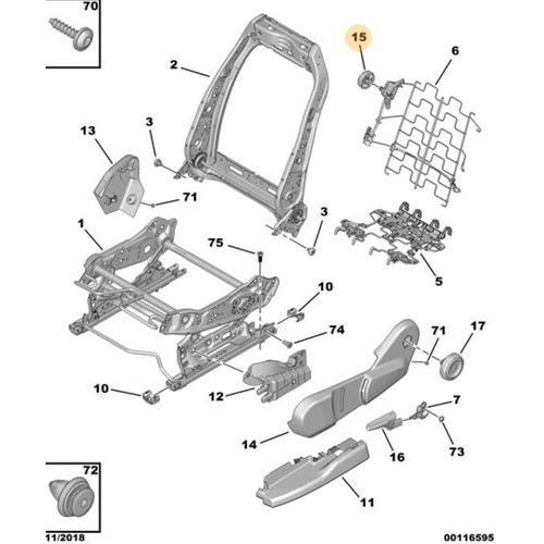 Orijinal C5 C84 Bel Destek Ayar Kolu 16403888ZD