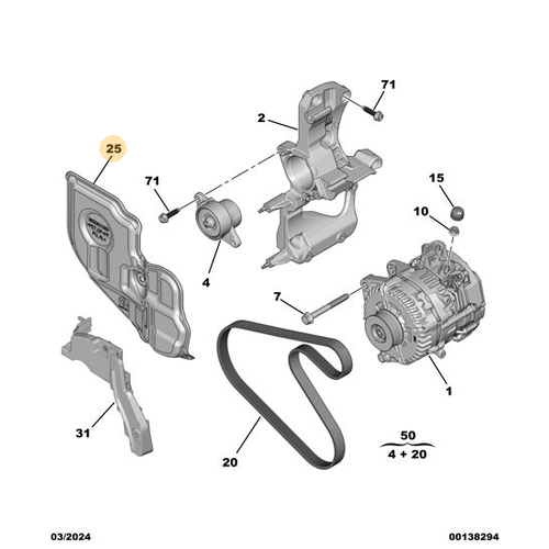Orijinal Alternat�r Koruma Kapa��  3008 P64 GT  9850821080