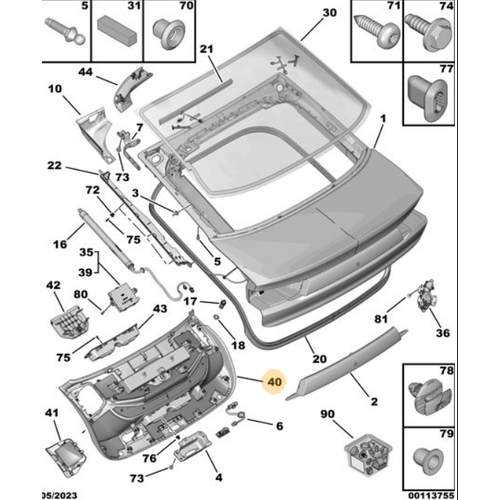 Orijinal 508 Bagaj Kapa Demesi R8   98215280Zd