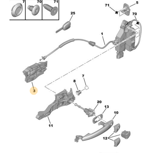 Orijinal Kap  Kolu Sol 308 T7    9143Q1