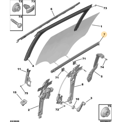 Orijinal  Arka Kap Cam  Yatay Fitili Sa 208 2008 A94F   9673354180