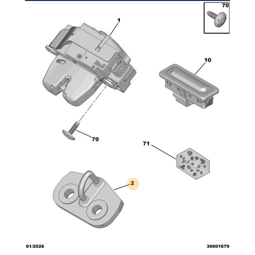 Orijinal Bagaj Kapa�� Kilidi Kar��l��� DS4 408 5008 (P74) GT  9843689580