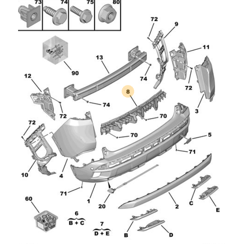 Orijinal 3008 Arka Tampon Mesnedi P84E  9811280580