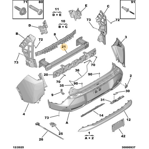 Orijinal Arka Tampon Traversi   Peugeot - 5008 P74 GT   9837790380