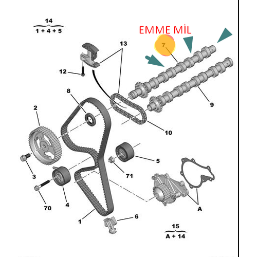 1.6 HDI EKSANTRIK MILI EMME -0801Z9 - 0801EQ