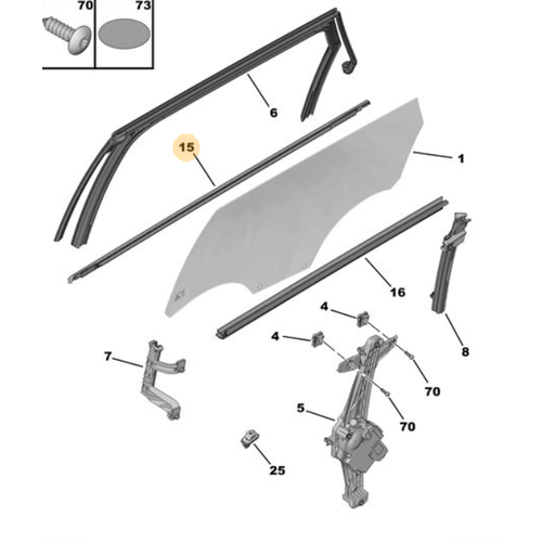 Orijinal 5008 Arka Kap� Cam� D�� Yatay Fitili Sol P87E 9813910380