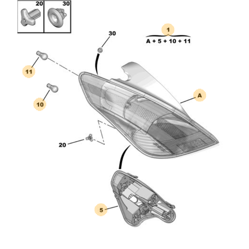 Orijinal Arka Stop Sol 308 T7    6350CV