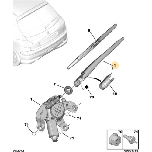 Orijinal 206 Arka Cam Silecek Kolu  6429R2