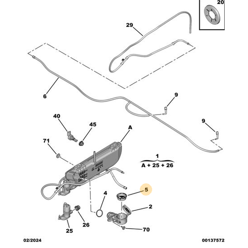 Orijinal Cam Y�kama Suyu Deposu Filtresi 3008 P84E 5008 P74 GT  9821324680