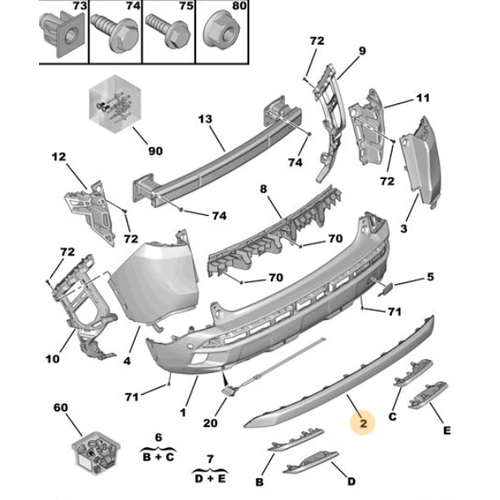 Orijinal 3008 Arka Tampon Alt Bant P84E   9811652180