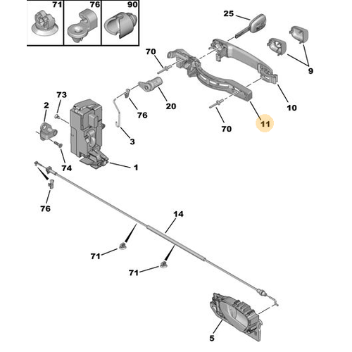 ORIJINAL 307 Sa� Arka �� Kap� Kol Tutucu   910955