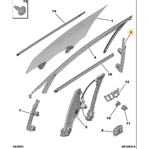 Orijinal Kap Kza Klavuzu Sol DS4 408  9832154480