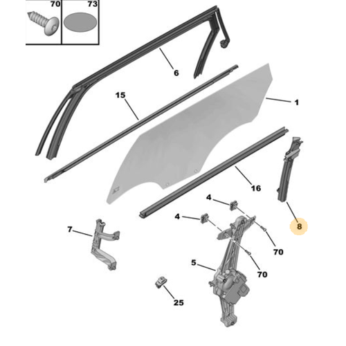 Orijinal 5008 Arka Kap� Cam� K�za�� Sol P87E   9811415280