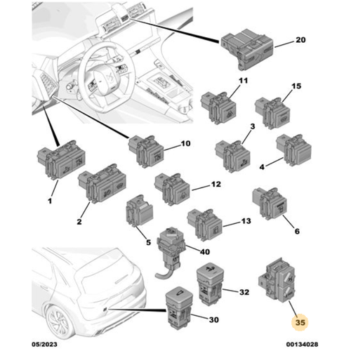 Orijinal DS7 X74 S.O.S. Butonu    98354092JX