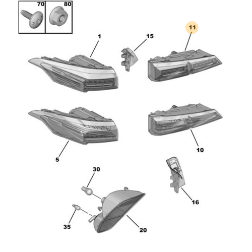 ORIJINAL308 P5 ALLURE SOL ARKA IC STOP (308-P5/408-P54)   9835300680