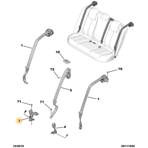 Orijinal DS7 X74 Arka Emniyet Kemeri Tokas Karl Sa  98258416XT