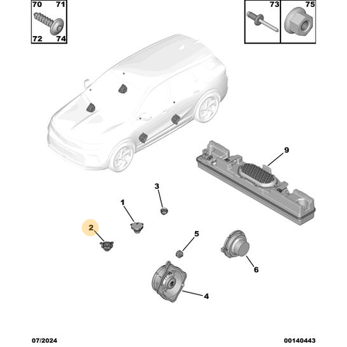 Orijinal SOS / Acil �a�r� Hoparl�r�  5008 P74 GT / 308 P5  9833037880