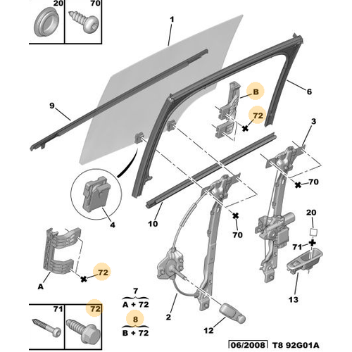 Orijinal Arka Kap Cam Kza Sa 3008 T84  9303V1