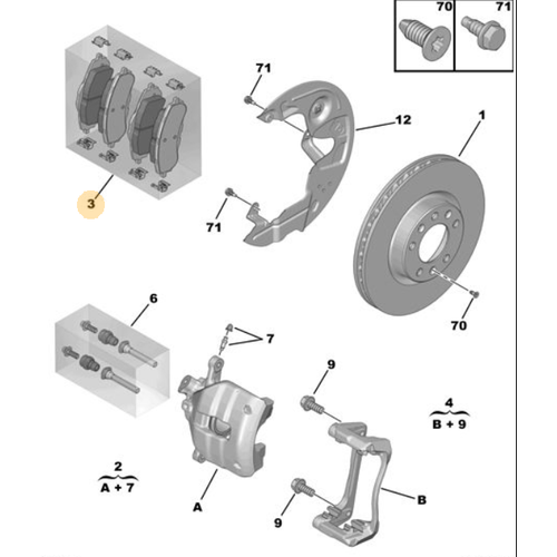 ORIJINAL ERP FREN BALATASI ON (147MM) 308 T9 13- OEM 1610428780   1619790980