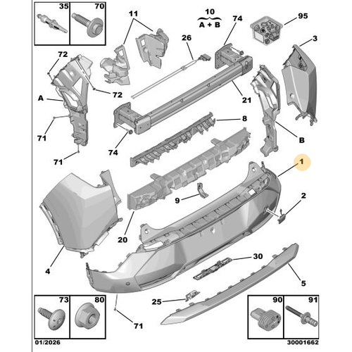 Orijinal Arka Tampon Alt Ete�i   3008 P64 GT  16931749XT