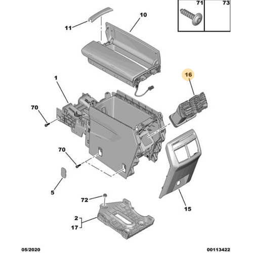 Orijinal  Orta Konsol Hava Difzr 508 R8  Rifter K9  98151822Zd