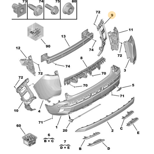 Orijinal 3008 Arka Tampon   Balant Takviyesi Sa  P84E   9811280380