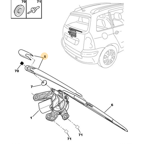 ORIJINAL 307 SW Arka Silecek Kolu    6429T8