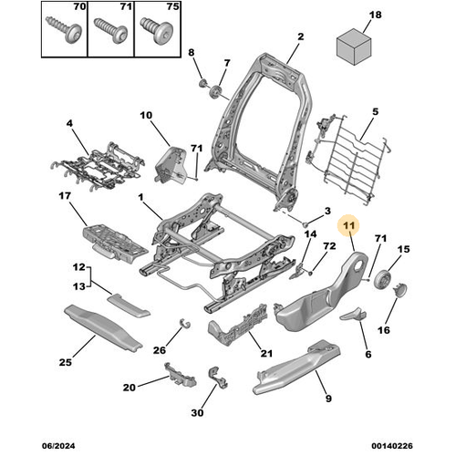 Orijinal Koltuk Alt Kaplama - Sol �st  Peugeot - 5008 P74 GT    9843327580