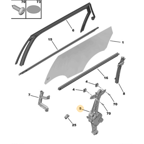 Orijinal 5008 Arka Kap� Cam�  Krikosu Sol P87E     9840190480