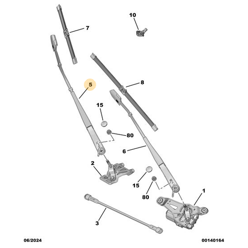Orijinal Cam Silecek Kolu - Sol  Peugeot - 5008 P74 GT  9844661880