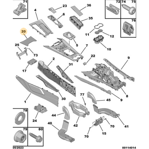 Orijinal 508 Orta Konsol Gz Taban R8    98209296ZD