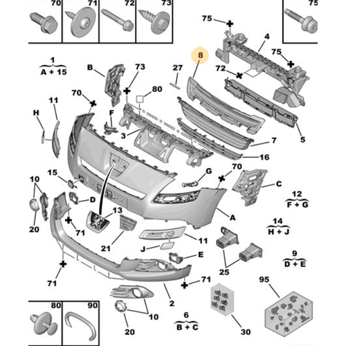 Orijinal 5008 n Panel Izgaras T87  7422E3